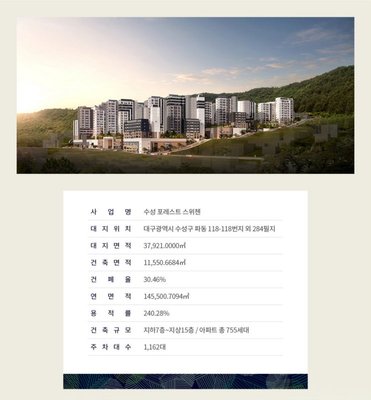  수성포레스트스위첸 개요 및 평면안내
