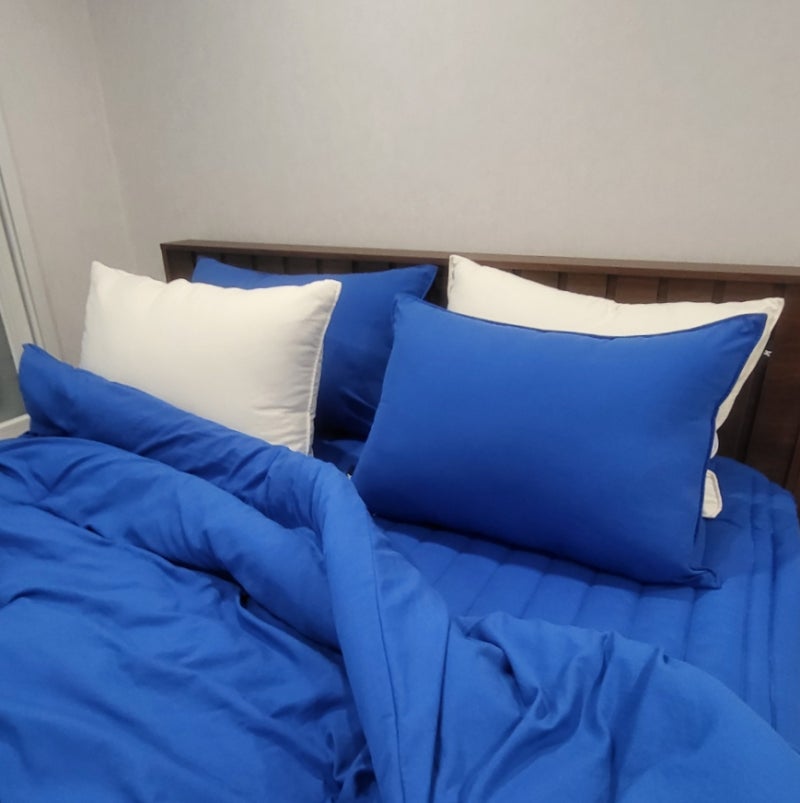 헬로우슬립 사계절 차렵이불 내돈내산 후기 / 코발트블루, 크림아이보리
