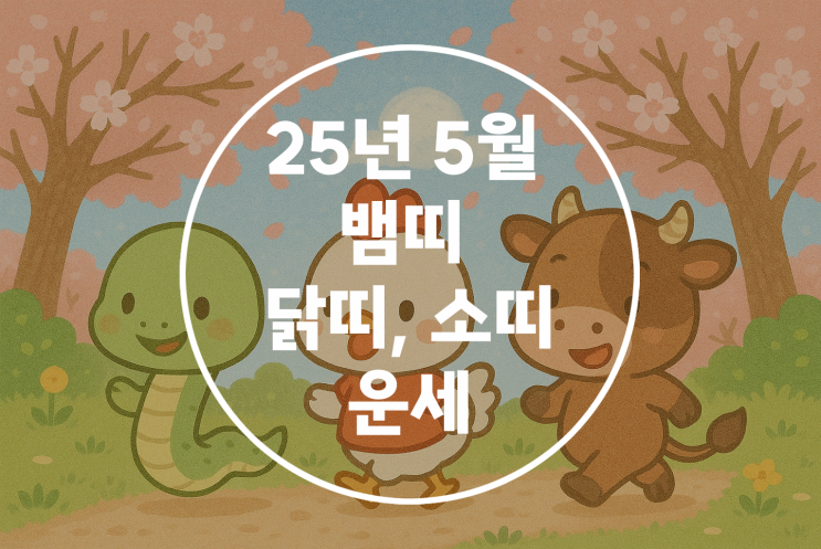   2025년 을사년 5월 신사월 뱀띠 닭띠 소띠 운세 