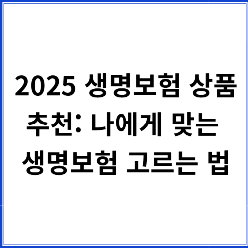 2025 생명보험 상품 추천: 나에게 맞는 생명보험 고르는 법 2025 생명보험 상품 추천: 나에게 맞는 생명보험 고르는 법