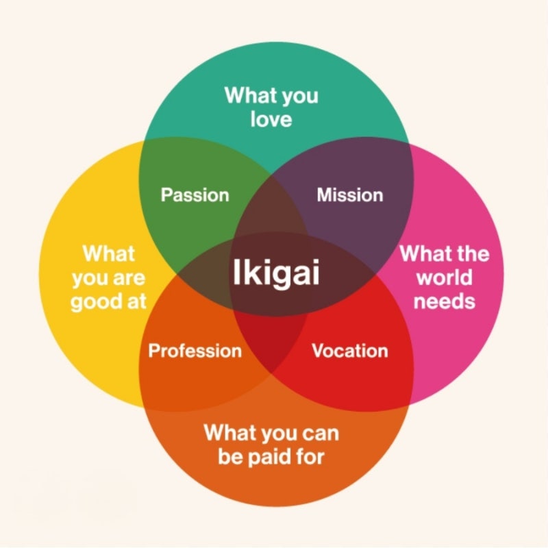 Four-circle ikigai diagram reference