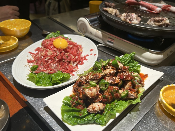  용리단길 웨이팅 술집맛집 추천 <개나리식당 용산본점>(차돌육회세트, 벌교꼬막)