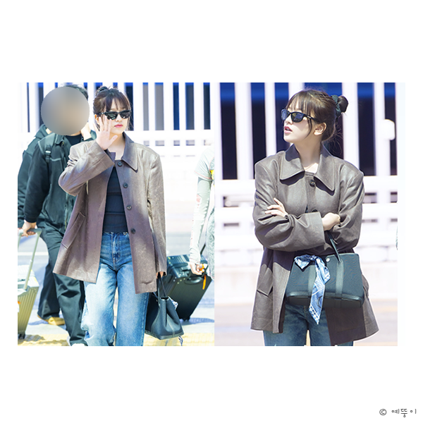 오늘자 안유진 가죽자켓 공항패션 에르메스 가든파티 30 가방 가격은?