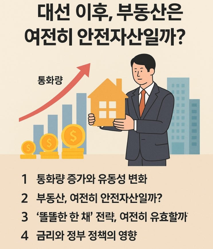 대선 이후, 부동산은 여전히 안전자산일까? 통화량 증가와 부동산 시장의 관계 대선 이후, 부동산은 여전히 안전자산일까? 통화량 증가와 부동산 시장의 관계