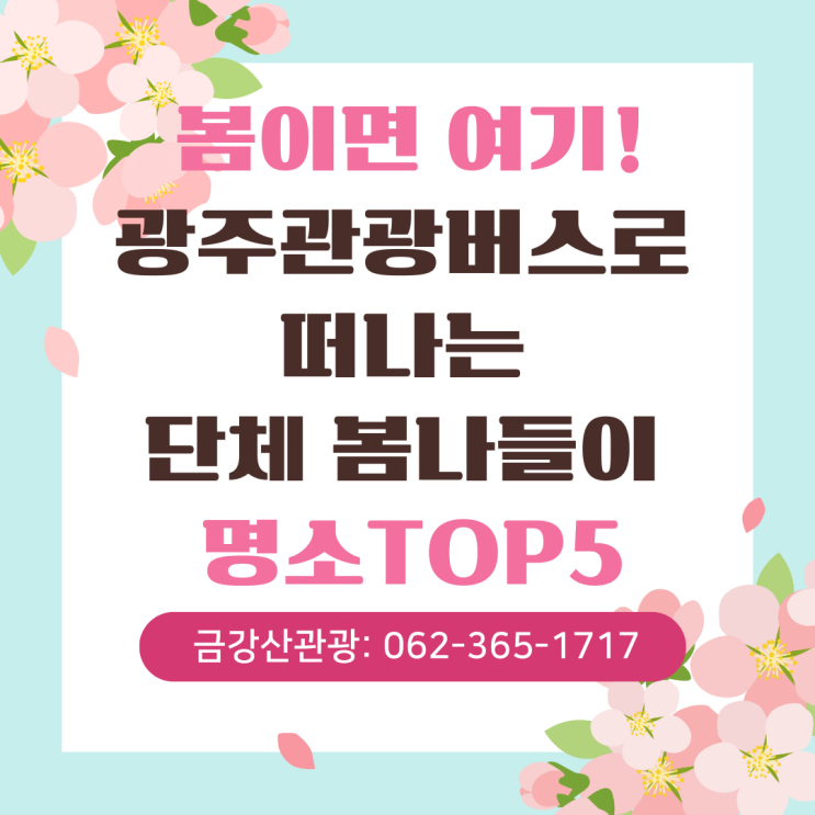 광주<b>관광</b>버스로 떠나는... 봄나들이 명소 TOP5(feat.<b>금강산관광</b>)