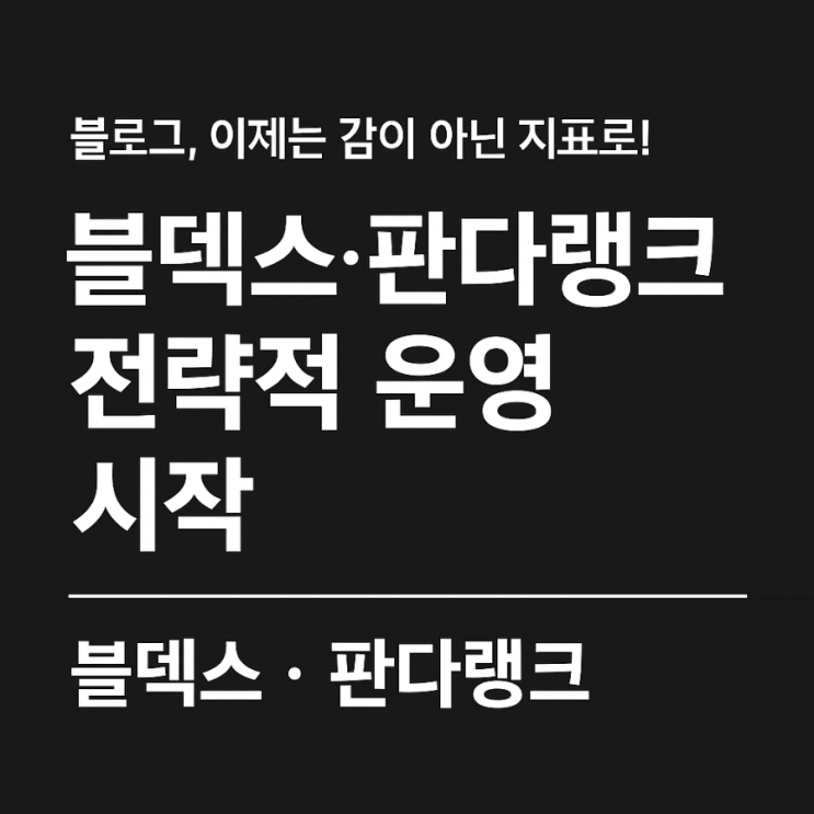  블로그, 이제는 감이 아닌 지표로! 블덱스·판다랭크로 전략적 운영 시작