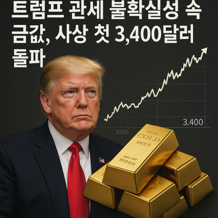  트럼프 관세 공포에 금값 급등… 사상 첫 3,400달러 돌파