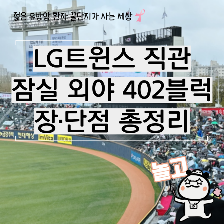  잠실야구장 외야그린석 402 블럭 LG트윈스 직관 후기