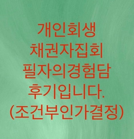  개인회생 채권자집회 경험담후기입니다.(조건부인가결정 사례입니다)