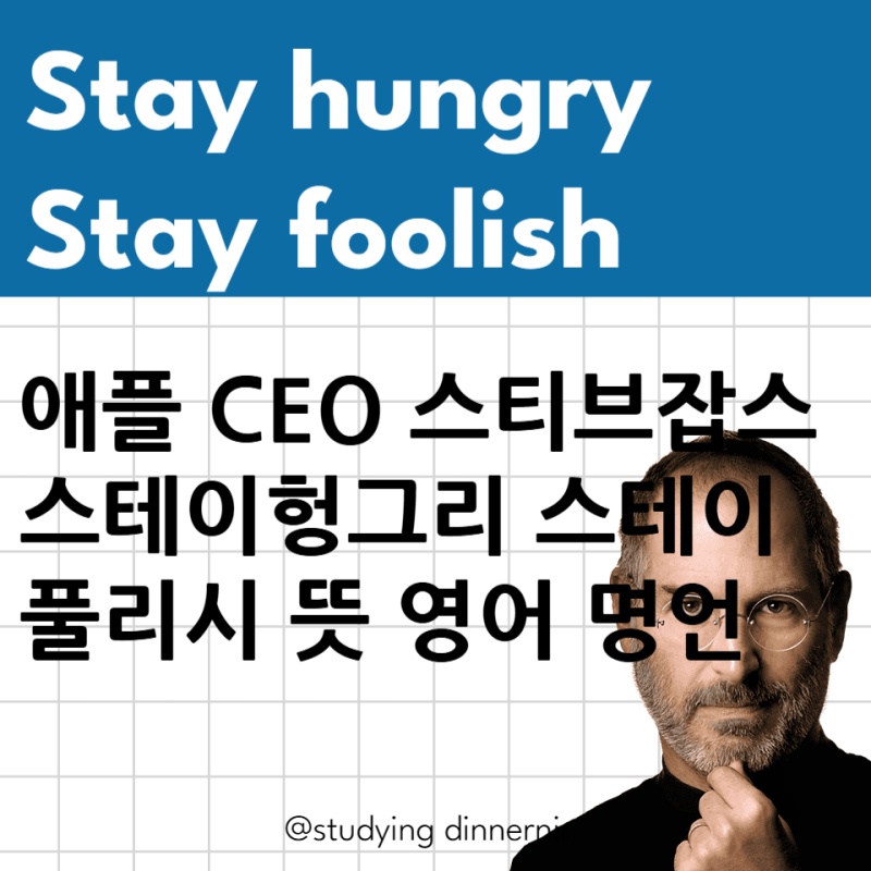 stay hungry stay foolish 뜻 애플 CEO 스티브잡스 영어명언 좌우명