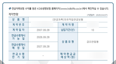 20년 불입한 연금저축보험 수령액 확인해 보니 20년 불입한 연금저축보험 수령액 확인해 보니