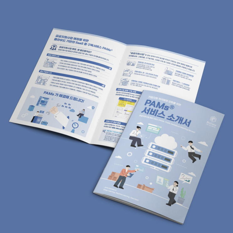  [BizData] 공공지방사업 배정을 위한 PAMs 서비스 소개서 중철책자 디자인 & 인쇄