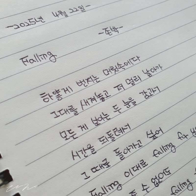 존박 Falling 노래가사 필사