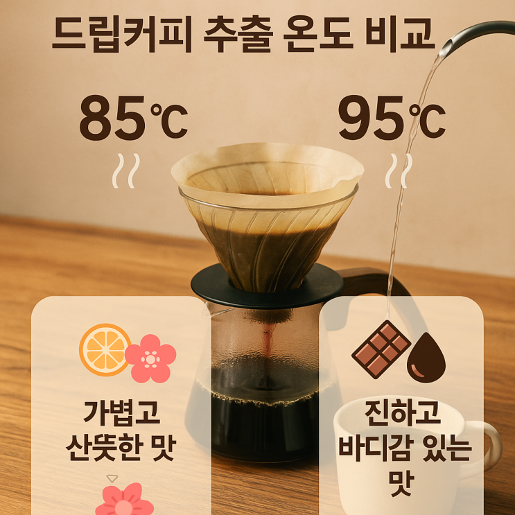  드립커피 추출 온도, 85도와 95도는 어떤 맛 차이를 낼까?