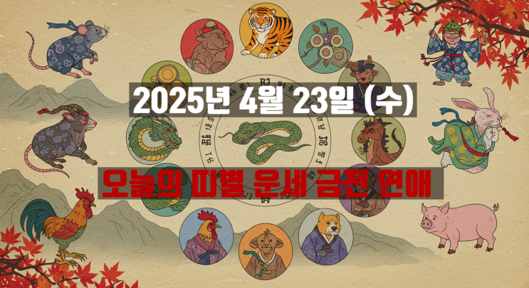  띠로 알아보는 2025년 4월 23일 오늘의운세 타로 점 띠별운세 연애 금전