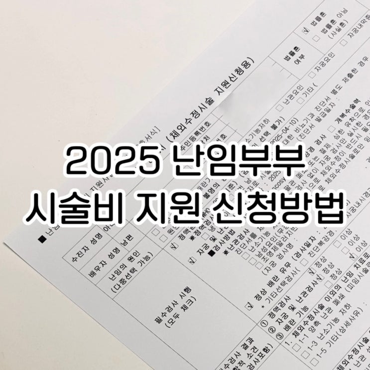  2025 난임부부 지원신청 방법 준비서류부터 신청절차까지 정리