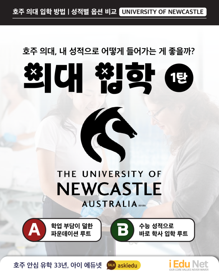  [호주 유학 정보] 호주 의대 입학, 성적별 옵션 비교 | University of Newcastle | 뉴캐슬 대학교 | 파운데이션 진학 프로그램