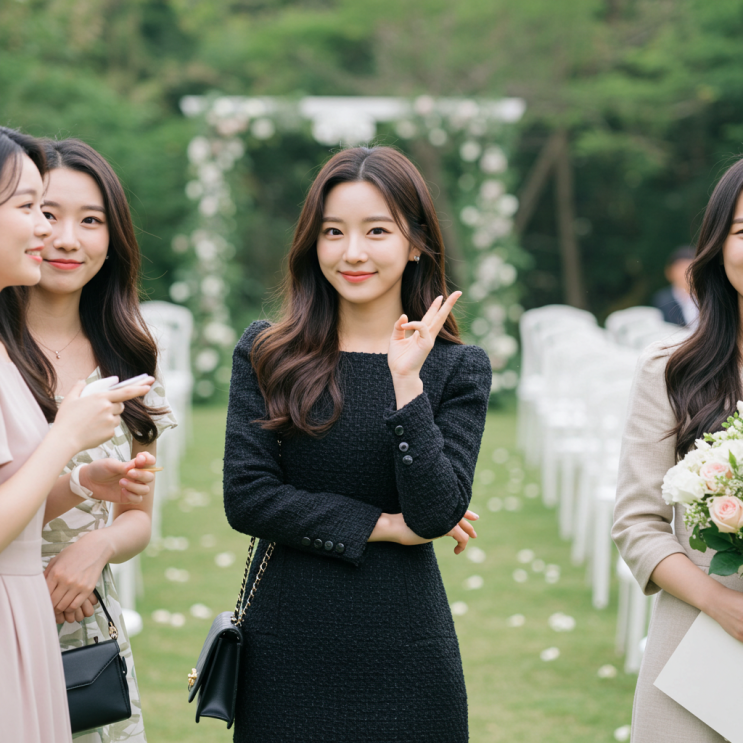  5월의 신부를 축하해주는 여자 결혼식 하객룩 패션으로 단연 인기인 트위드 원피스 코디 추천