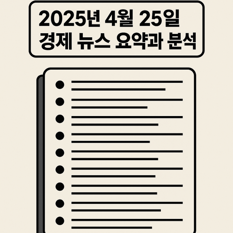  [바빠도 경제는 봐야지] 2025년 4월 25일 오늘 경제 뉴스 요약과 분석 + 매일 업데이트