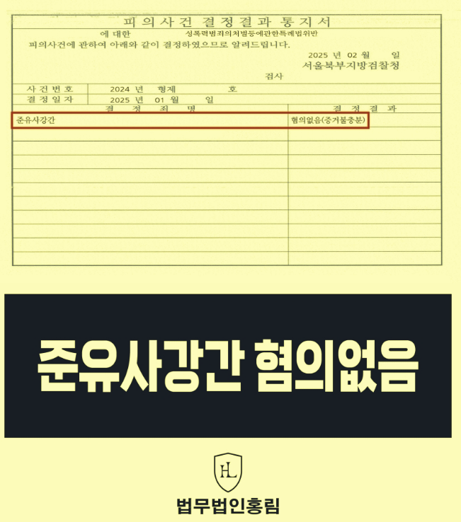  준유사강간 혐의없음 경찰조사 방어한 영등포형사전문변호사 성공사례