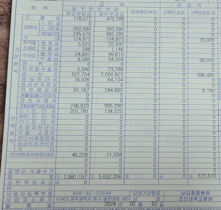  골수검사 후기, 비용