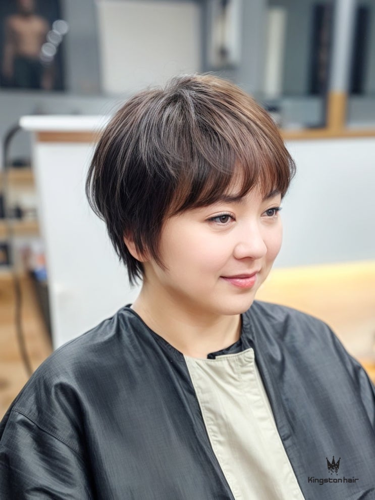  40대 여성 숏컷펌 대변신 긴머리에서 숏컷 아이롱펌으로