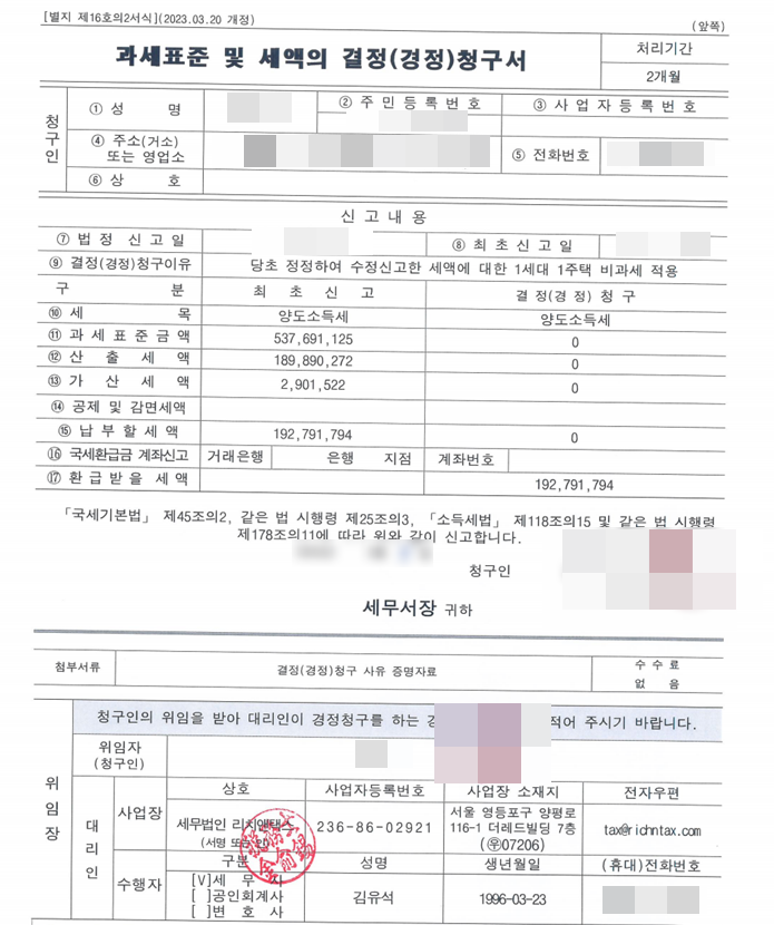 1세대 1주택 비과세 양도세 추징 후 2억원 환급 사례! 1세대 1주택 비과세 양도세 추징 후 2억원 환급 사례!