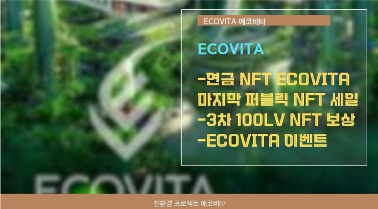  연금 느프트. 에코비타 100레벨 NFT 만들수 있는 마지막 기회