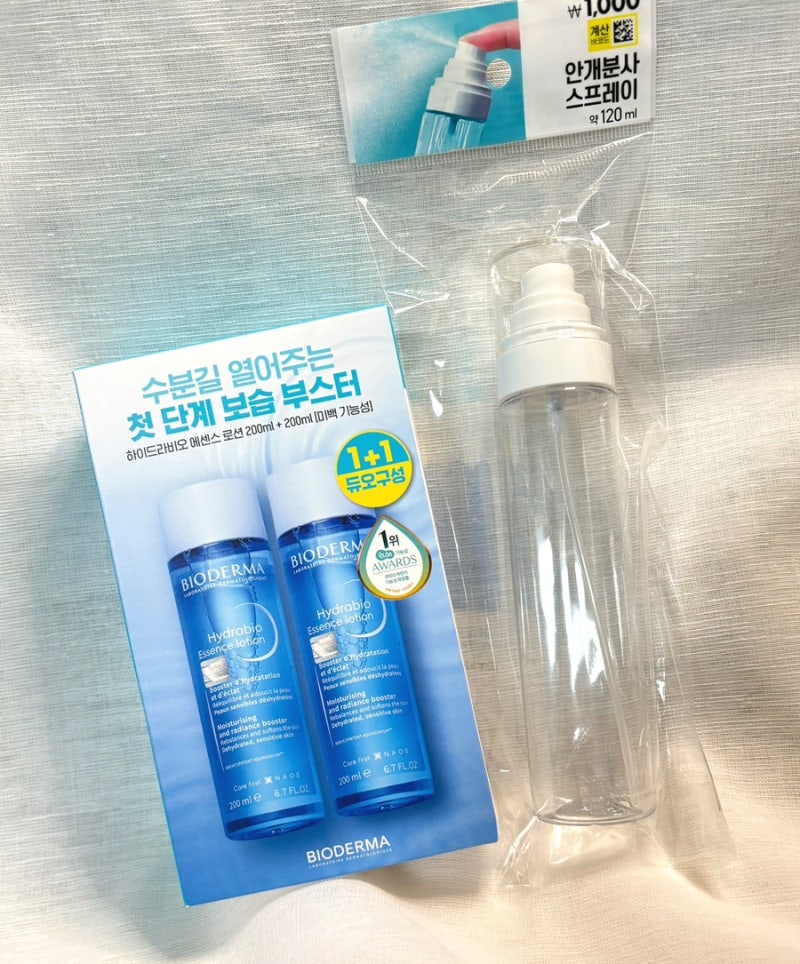 바이오더마 하이드라비오 에센스 + 다이소 안개분사 스프레기 공용기 호환 꿀꿀조합✨