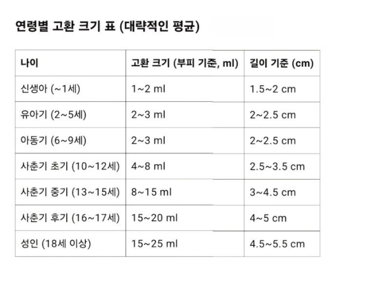 연령별 고환크기