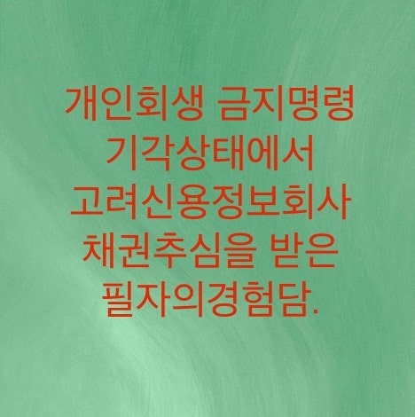  개인회생 금지명령 기각상태에서 고려신용정보회사로부터 채권추심을 받은 필자의경험담입니다.