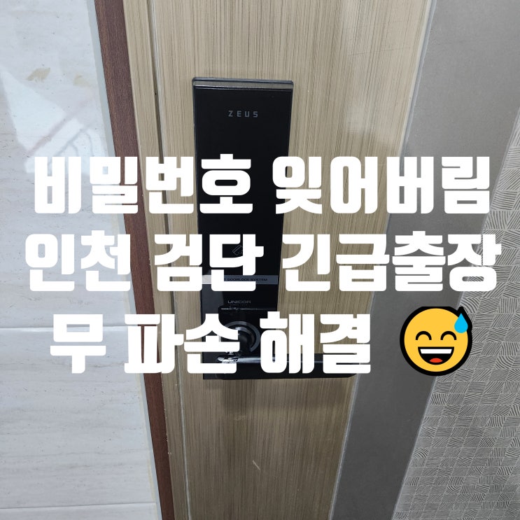  도어락 비밀번호 변경 후 오류 실수로 잠김 잊어버림 무파손 출장 인천 검단 불로동 열쇠