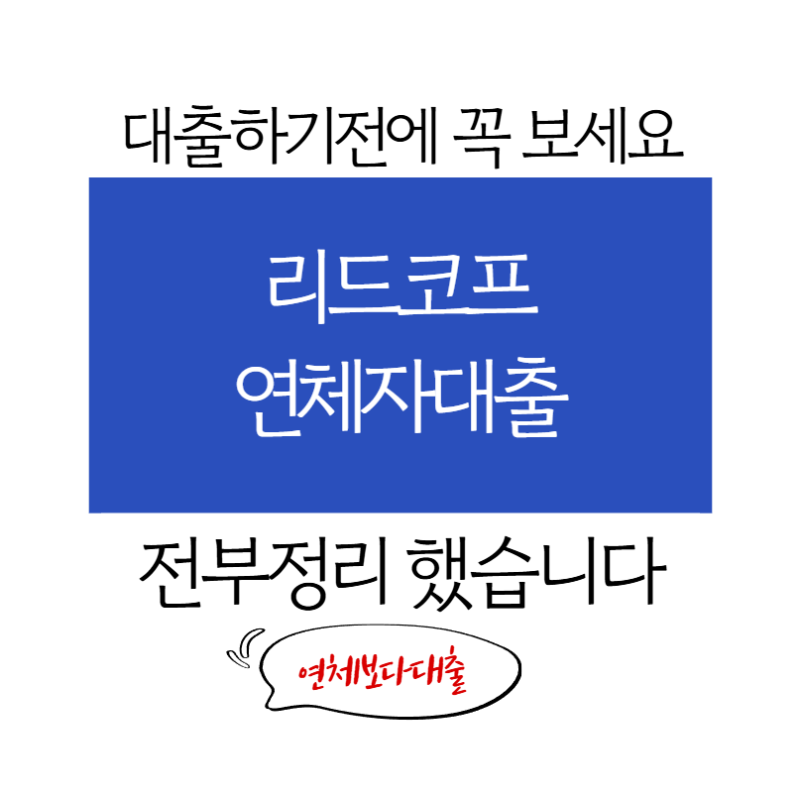 리드코프 연체자대출 꼼꼼히 비교해봤습니다.