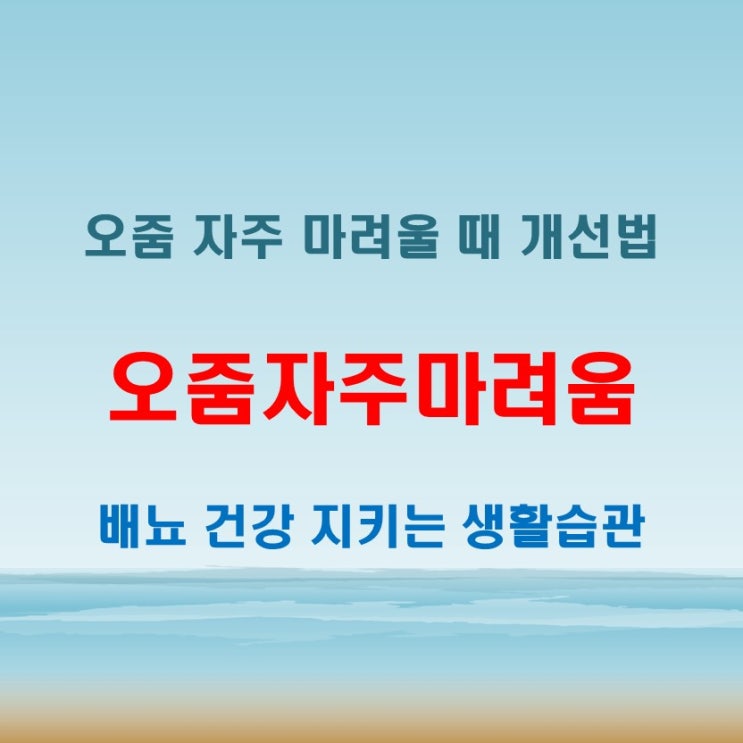  오줌자주마려움 개선하는 생활습관 꿀팁 대공개