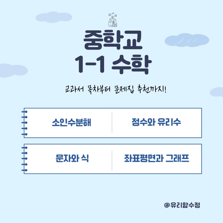  중1 수학 문제집과 교과서목차