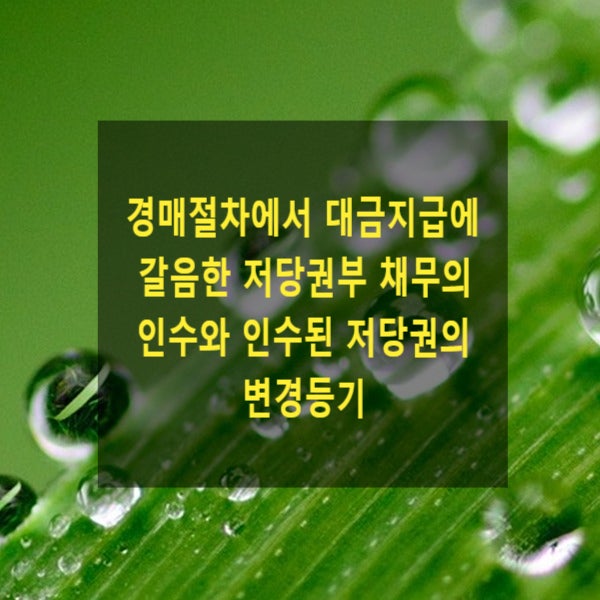  경매절차에서 대금지급에 갈음한 저당권부 채무의 인수와 인수된 저당권의 변경등기