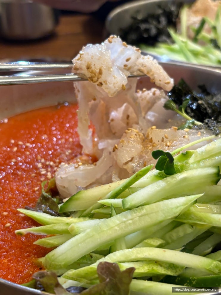 광명 철산동 맛집 삼연물회 활어회덮밥 납작만두 야식 안주