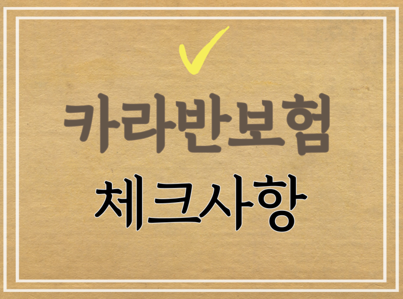 카라반 보험 가입을 위해 꼭 체크할 사항