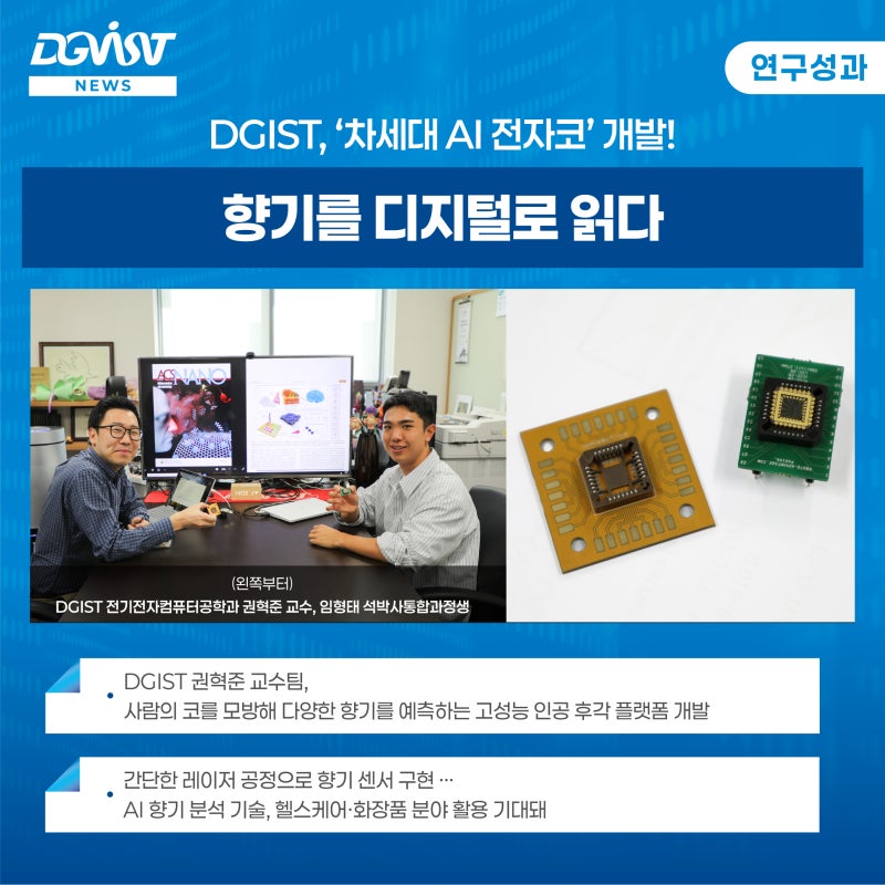 DGIST, ‘차세대 AI 전자코’ 개발! 향기를 디지털로 읽다 : 네이버 블로그