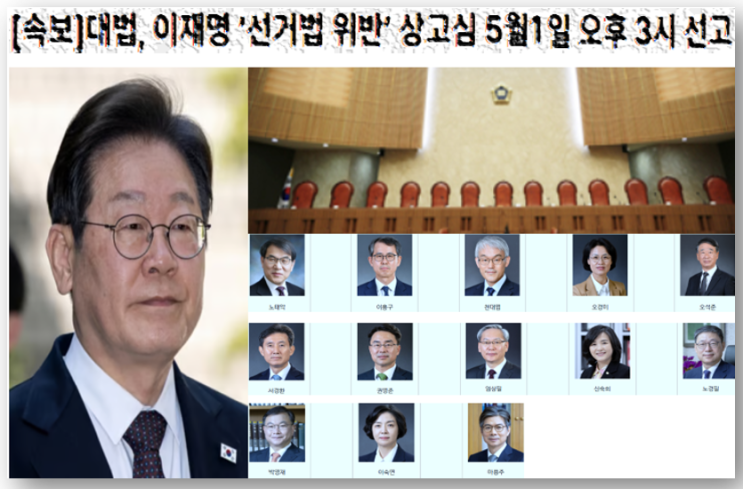 대법원 법대에 올려진 <b>이재명</b> 공직<b>선거법</b> 위반, 5월 1일 선고