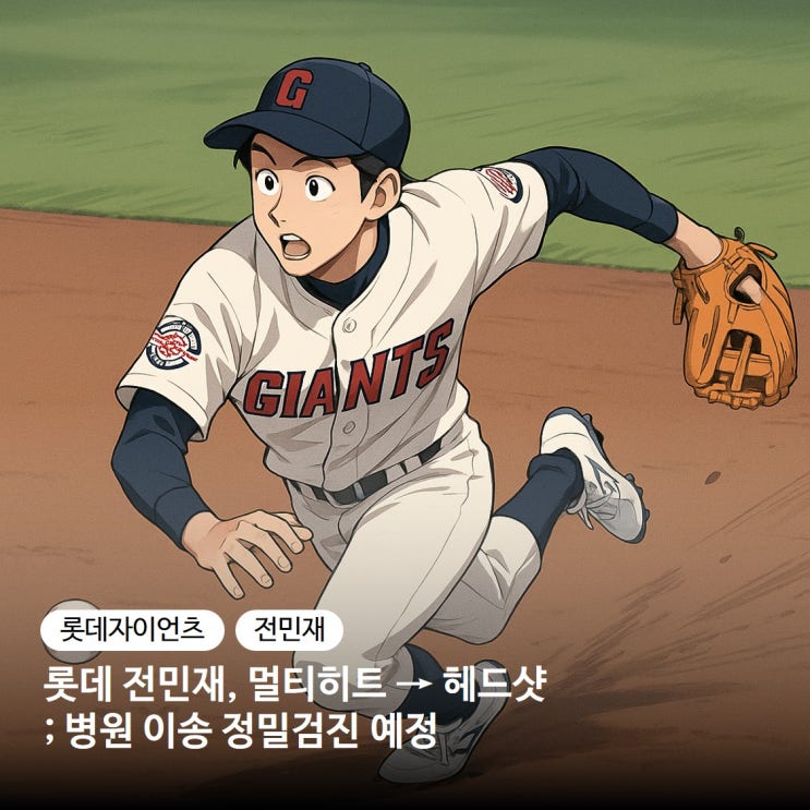 <b>롯데 전민재</b>, 멀티히트→<b>헤드샷</b>, 병원 이송 정밀검진 예정