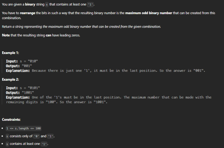  JAVA_LeetCode 2864_Maximum Odd Binary Number