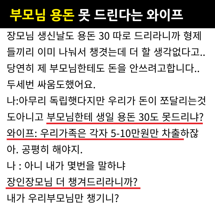  부모님께 용돈 30 드리는 게 이렇게 잘못된 일인가요?