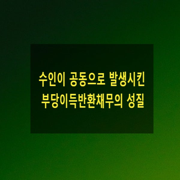 수인이 공동으로 발생시킨 부당이득반환채무의 성질(공유물, 불가분채무)