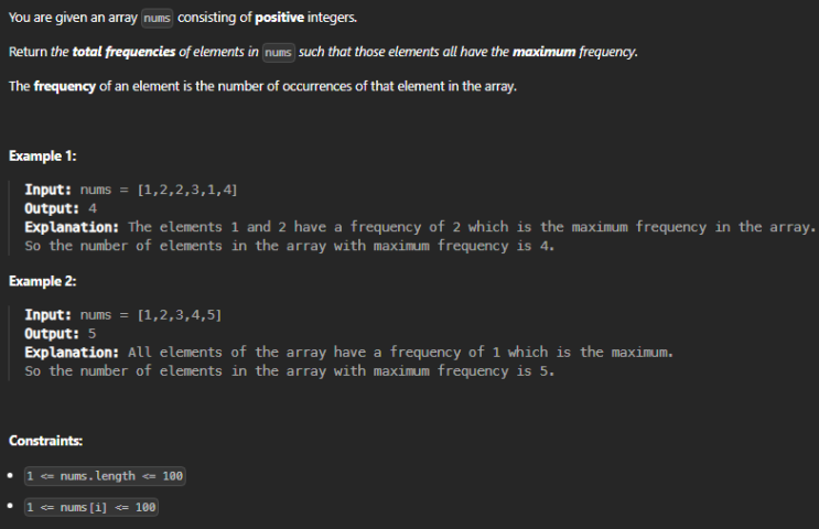  JAVA_LeetCode 3005_Count Elements With Maximum Frequency