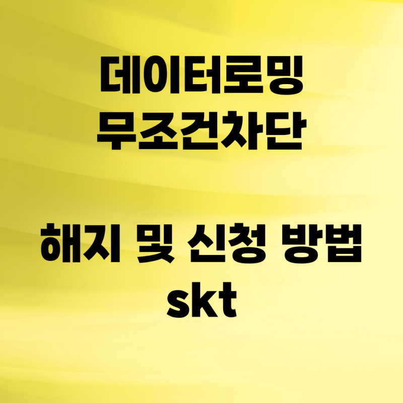 데이터로밍무조건차단 해지 및 신청 방법 skt