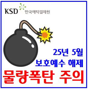  25년 5월 물량폭탄 주의 (feat. 의무보유등록 해제) : 보호예수, 락업, 더본코리아, 삼부토건, 카프로, 성우, 큐로셀, 한국비티비, 하이딥, 위츠, 모니터랩, 큐알티
