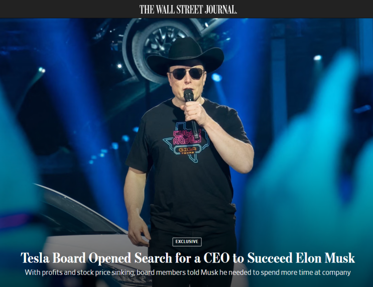 이사회, 일론 머스크 후임 <b>CEO</b> 공식 물색 시작 (feat. <b>테슬라</b>주식)