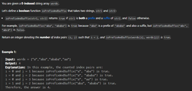  JAVA_LeetCode 3042_Count Prefix and Suffix Pairs I