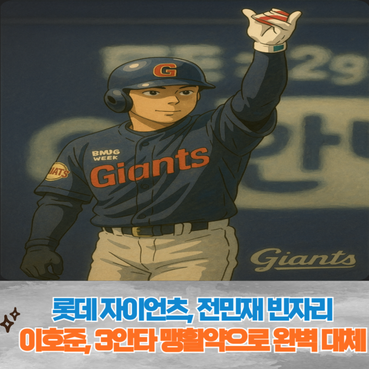 <b>롯데</b> 자이언츠 전민재 부상 빈자리, <b>이호준</b>, 3안타 맹활약으로... 